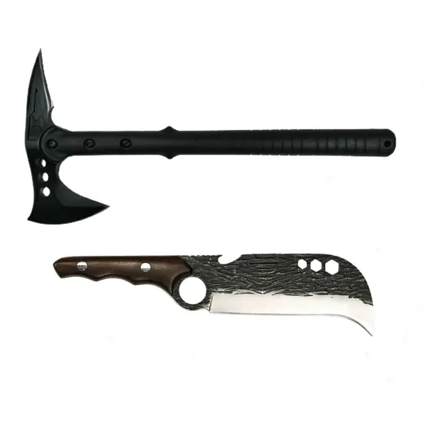 Set Topor Pirate Skull, 39 cm si Cutit japonez Claw Blade, 27 cm, DEPOX , teaca inclusa