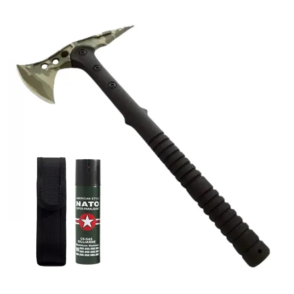 Set topor si spray propulsie jet DEPOX , otel inoxidabil, verde, 40 cm 110 ml, negru, husa inclusa