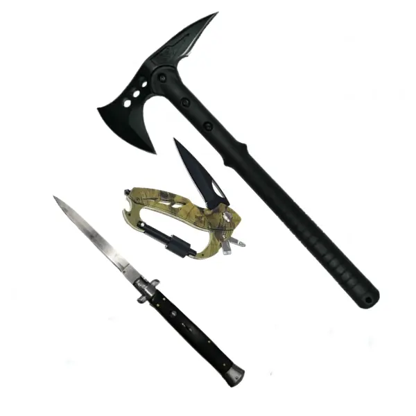 Set Topor Survivor, Carabina multifunctionala si Briceag Stiletto, DEPOX , otel