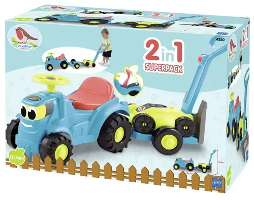 Set tractor Ride cu remorca si cositoare - Ecoiffier