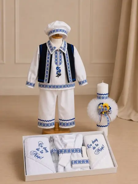Set Traditional Botez - Costumas Trusou Lumanare Bogdan