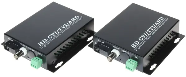 Set transmisie 1 canal video AHD/CVI/TVI + 1 RS485 pe fibra optica 20KM - 1080P OVH-1D/SC