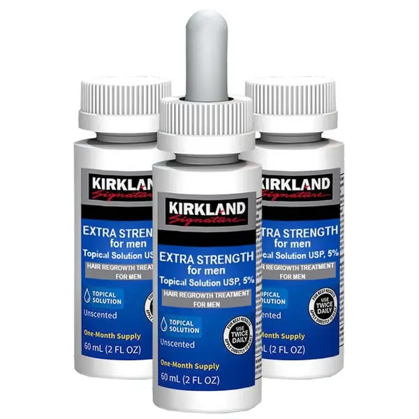 Set Tratament, Kirkland, Minoxidil 5%, Stimuleaza Cresterea si Opreste Caderea Parului, Pipeta Inclusa, 3 x 60ml