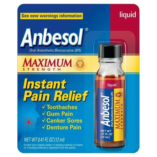 Set Tratament Oral, Anbesol, Maximum Strength, pentru Calmarea Durerilor Bucale, 12ml