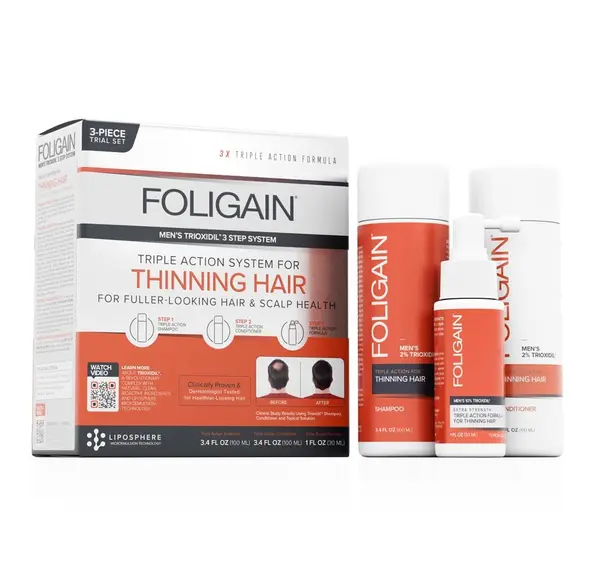Set Tratament pentru Par, Foligain, Thinning Hair, impotriva Caderii Parului, Sampon 100ml, Balsam 100ml, Lotiune 30ml