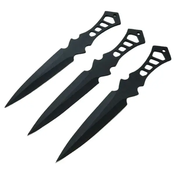 Set trei cutite de aruncat DEPOX , Anarchy Way, otel inoxidabil, negru, 19 cm, teaca inclusa
