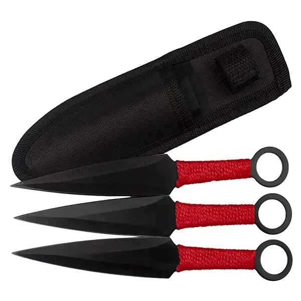 Set trei cutite de aruncat, DEPOX , otel inoxidabil, 16 cm, teaca inclusa