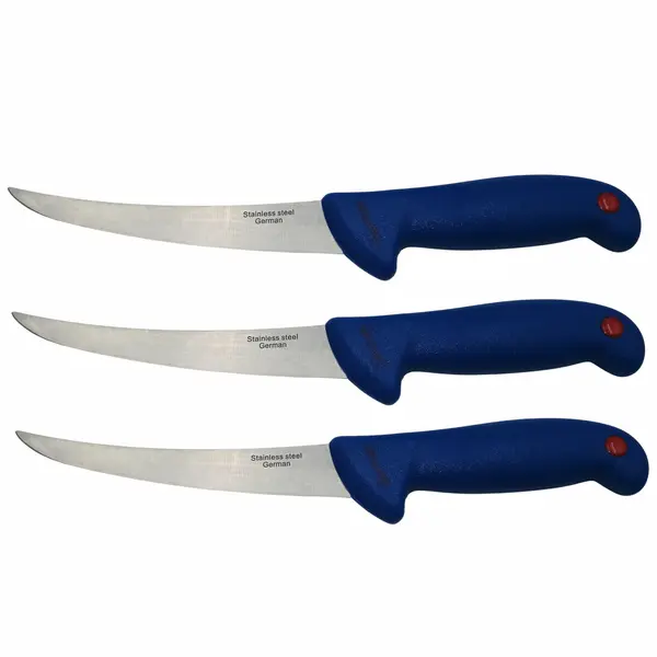 Set trei cutite de filetat DEPOX , Chef s Blade, otel inoxidabil, 30 cm, albastru