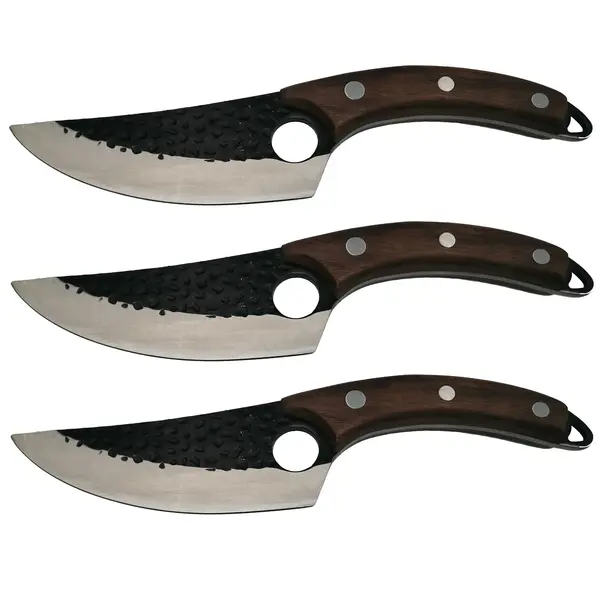 Set trei cutite macelarie DEPOX , lucrate manual, Cool Cook, 27.5 cm, maro, teaca inclusa