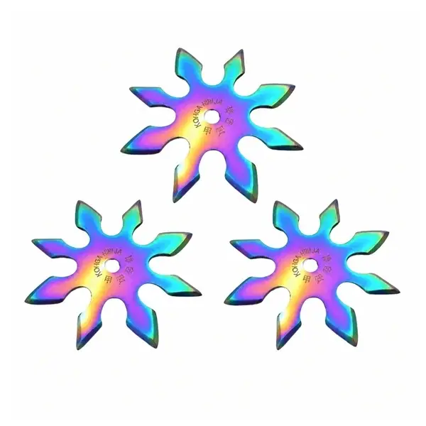 Set trei stele de aruncat DEPOX , 8 colturi, metalic, multicolor, 10 cm
