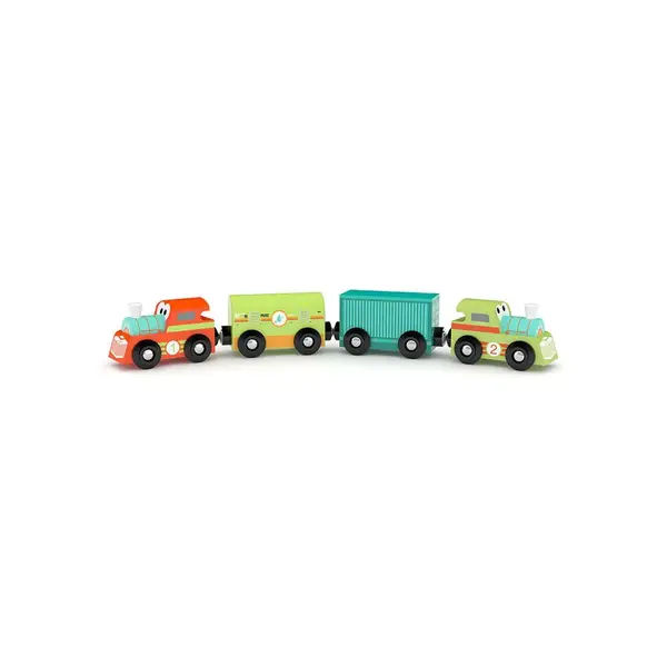 Set tren multicolor de lemn in tub JAdore Coco Cheri