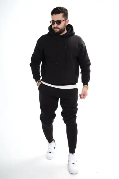 SET TRENING PRM FASHION OVERSIZED PREMIUM BLACK TRAS213(6079) (MĂRIME: XL)