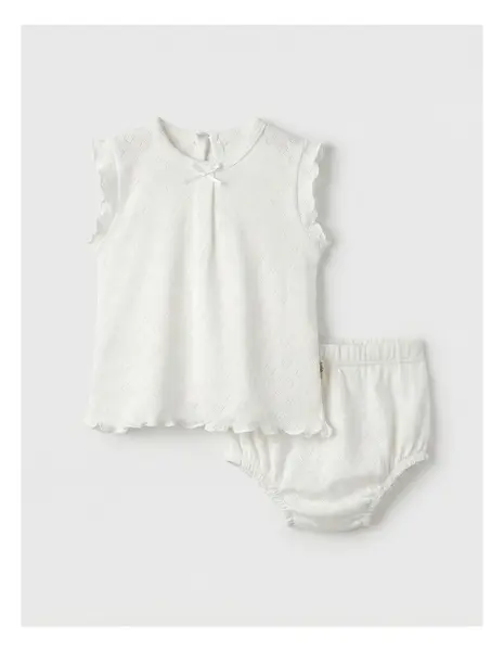 Set tricou + chilotel, cu inimioare, alb