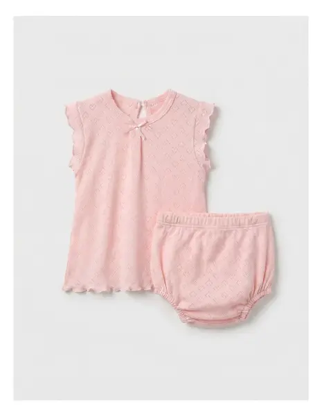 Set tricou + chilotel, cu inimioare, roz