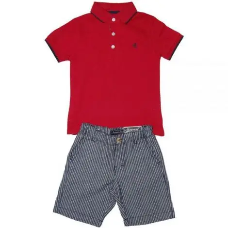 Set tricou polo rosu si pantaloni scurti (3215), 6 ani 116 cm