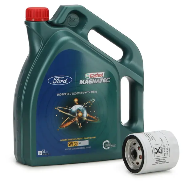 Set Ulei Motor Castrol Magnatec Ford 5W-30 A5 5L 15D5E8 + Filtru Ulei Motor Oe Ford B-Max 2012 2468342