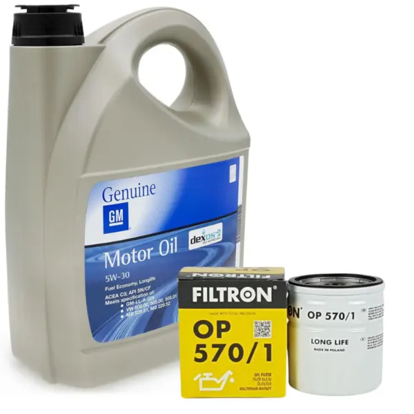 Set Ulei Motor Opel 5W-30 5L 93165557 + Filtru Ulei OP 570 1