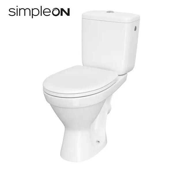 Set vas WC pe pardoseala rimless cu rezervor Cersanit 698 Cersania II + mecanism si capac duroplast cu soft close K11-2339