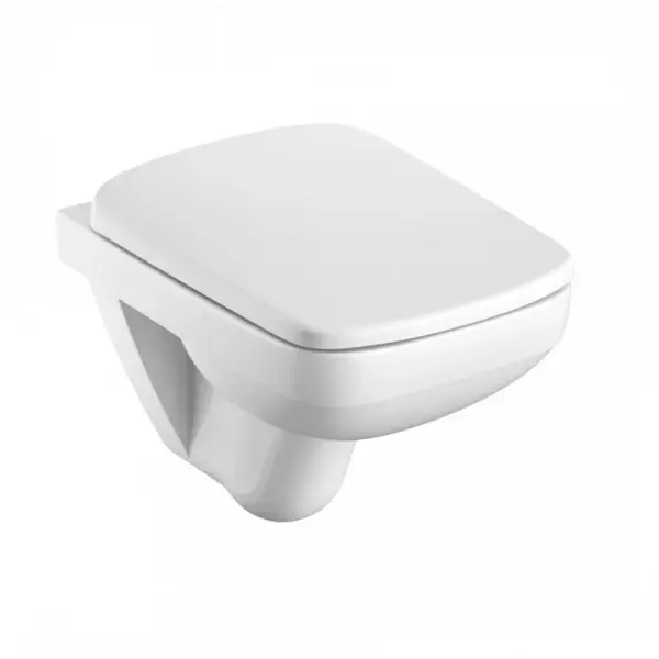 Set vas wc suspendat dreptunghiular cu capac soft close alb Geberit Selvona Compact