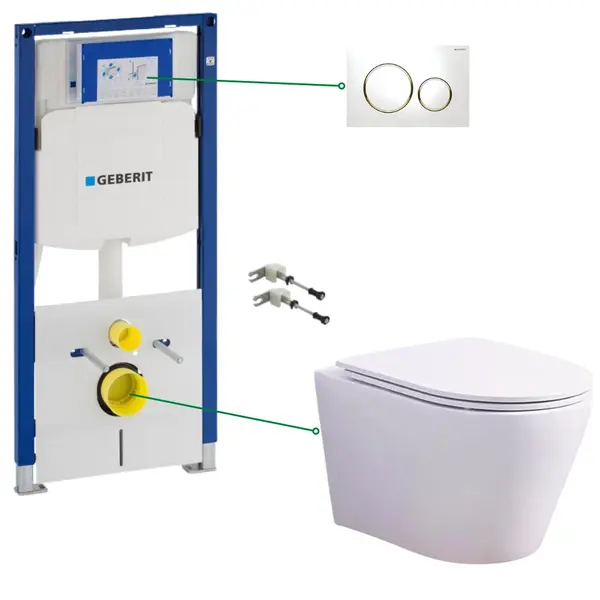 Set vas wc suspendat Oslo cu clapeta si rezervor wc incastrat Geberit Sigma