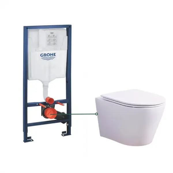 Set vas wc suspendat rimless cu capac soft close Oslo si rezervor wc incastrat Grohe Rapid SL
