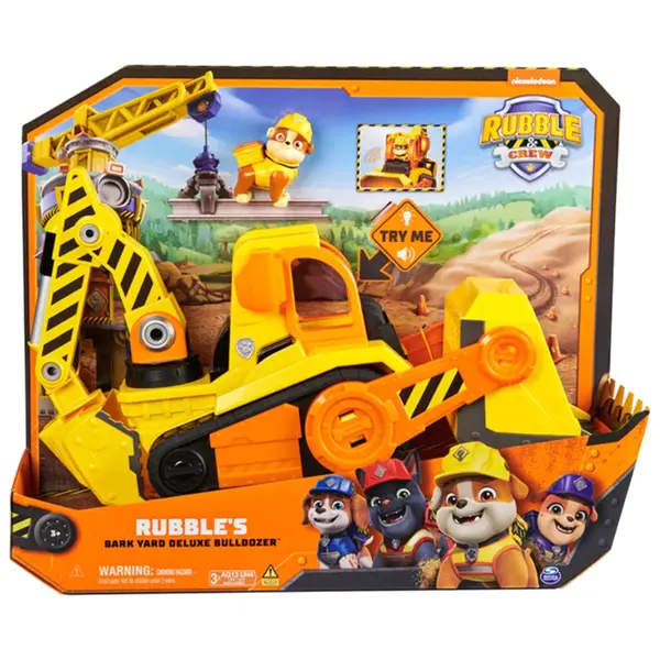 Set vehicul cu figurina, Rubble & Crew, Rubbles Bark Yard Deluxe Bulldozer, 6068074