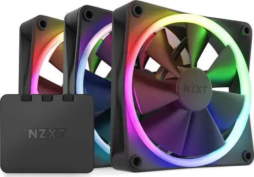 Set venitlatoare NZXT F120 RGB Triple Pack, 120mm, Hub control (Negru)
