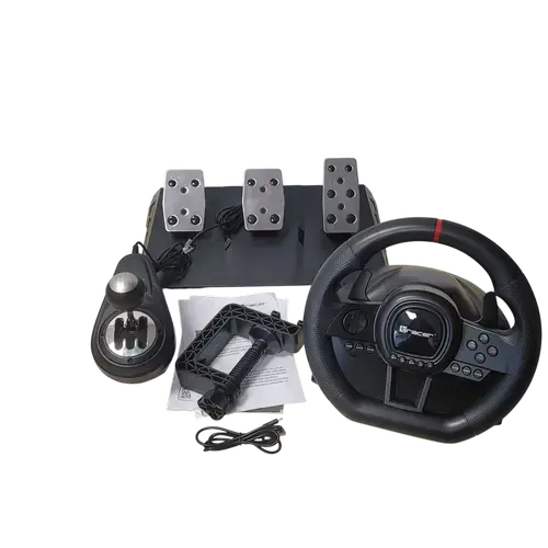 Set volan cu pedale si schimbator Tracer SimRacer TRAJOY47345 GameZone, 6in1, PlayStation 4, PC, Xbox One, Series X/S, Nintendo Switch (Negru)