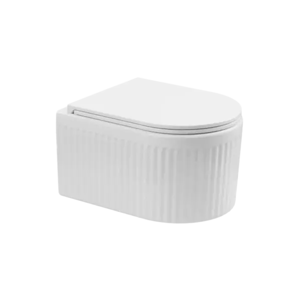 Set wc suspendat cu riflaje 3D, tornado cu capac softclose inclus, alb, GLAMOUR Invena