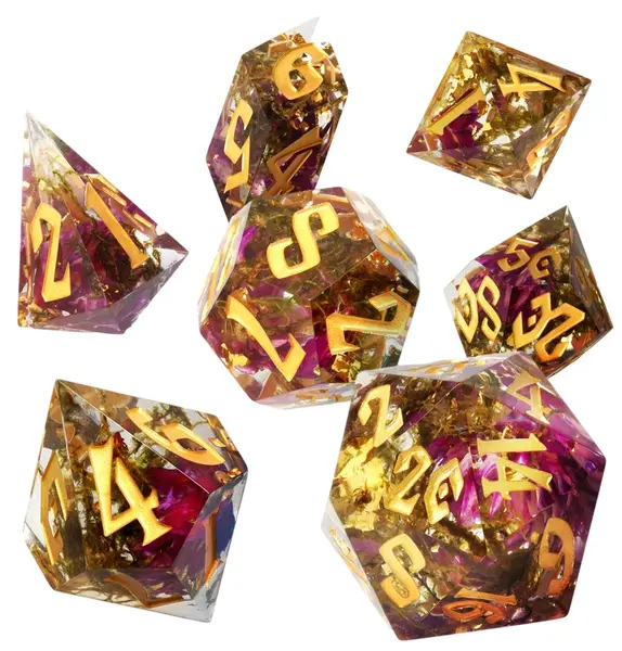 Set zaruri GlassStaff - Sharp Edge Resin RPG Dice Set, Sunlit Garden (7 buc.)