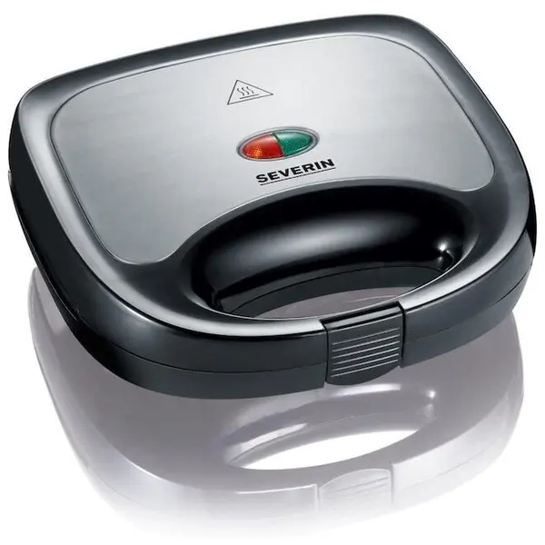 SEVERIN Sandwich maker Severin SA2969, 600W, placi antiaderente, indicator luminos, maner termoizolant, argintiu/negru
