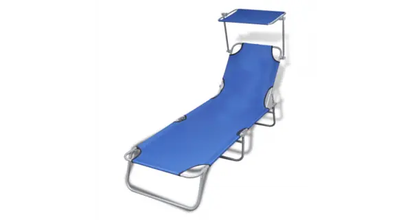 sezlong pliabil cu protectie solara 189 x 58 x 27 cm, Albastru