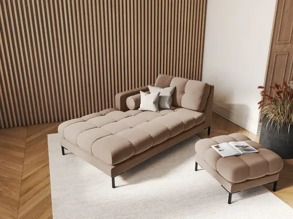 Sezlong tapitat Bali velvet/picioare negre – L185 x l102 x h75