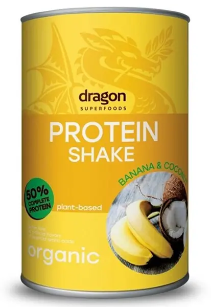 Shake proteic, banană și nucă de cocos, 450 g, Dragon Superfoods