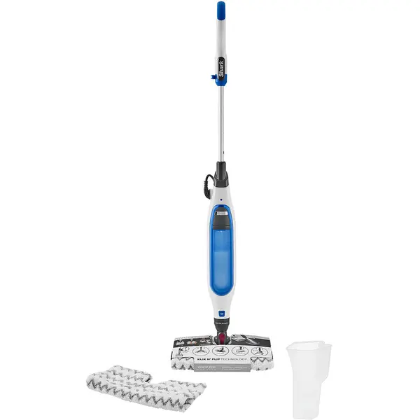 SHARK Mop electric cu aburi Shark S6001EU, 1050W, 350ml, 2.7Kg, Tehnologie Klick'n Flip, Steam Blast Mode, Mop cu 2 fete, Alb/ Albastru