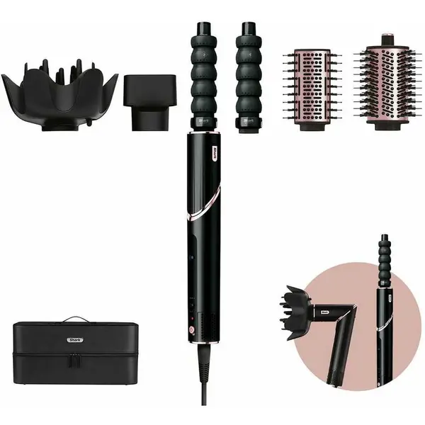 SHARK Ondulator 5in1 Shark FlexStyle HD446EU, 5 moduri de coafare, ondulatoare Auto-Wrap, perie paddle brush pentru indreptare par, concentrator styling, difuzor pentru bucle, 3 trepte caldura, geanta calatorie, Negru