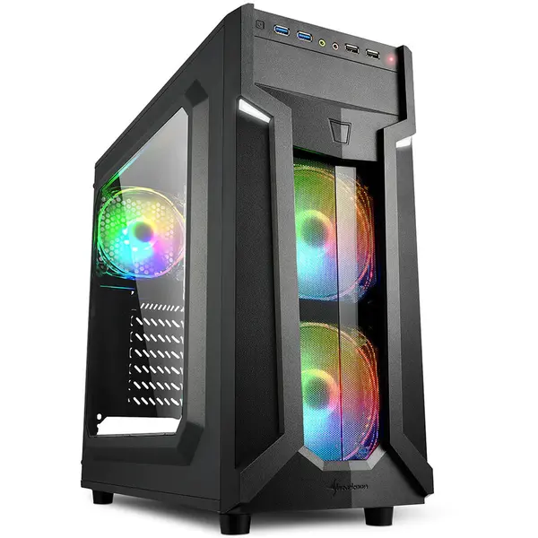 Sharkoon Carcasa Sharkoon VG6-W RGB, Mid-Tower, fara sursa, ATX, Black