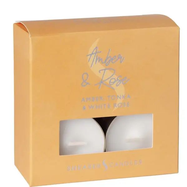 Shearer Candles Amber and Rose Scented Tea Lights Pack of 8