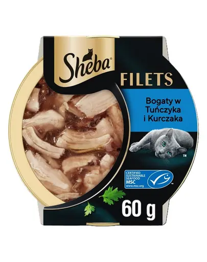 SHEBA File de pui și ton în sos 60 g hrană umedă pentru pisici