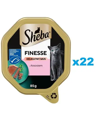 SHEBA Finesse mousse fin cu somon 22x85 g hrana umeda pisici adulte