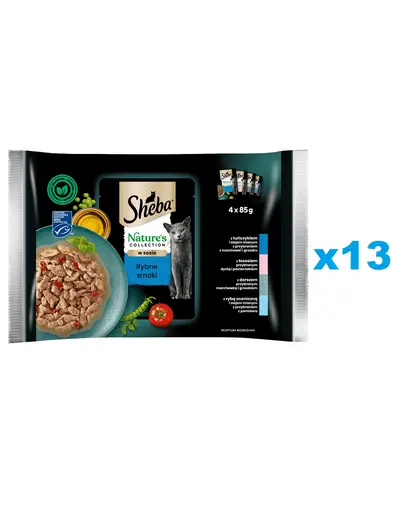 SHEBA Nature’s Collection 52x85 g hrana la plic cu sos pentru pisica, mix peste