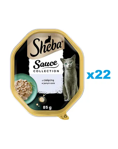 SHEBA Sauce Collection 22x85 g hrana cu vitel in sos pentru pisici adulte