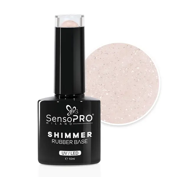 Shimmer Rubber Base SensoPRO Milano - #33 Beige Glow, 10ml