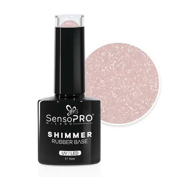 Shimmer Rubber Base SensoPRO Milano - #34 Diva Glow, 10ml