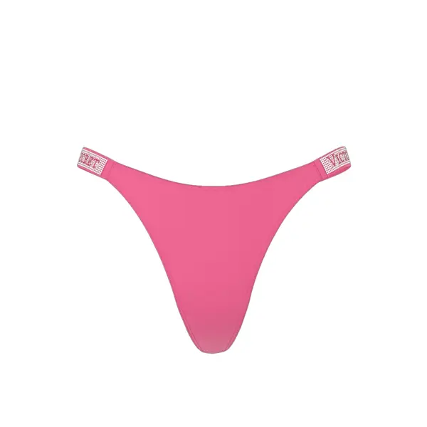 Shine strap thong panty - rose garden pink L