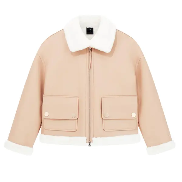 Short faux shearling jacket M