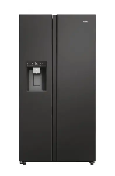 Side by Side Haier SBS 90 Seria 5 HSW59F18EIPT, 601 l, Clasa E, Display touch, Dispenser de apa si gheata, H 177 cm (Negru)