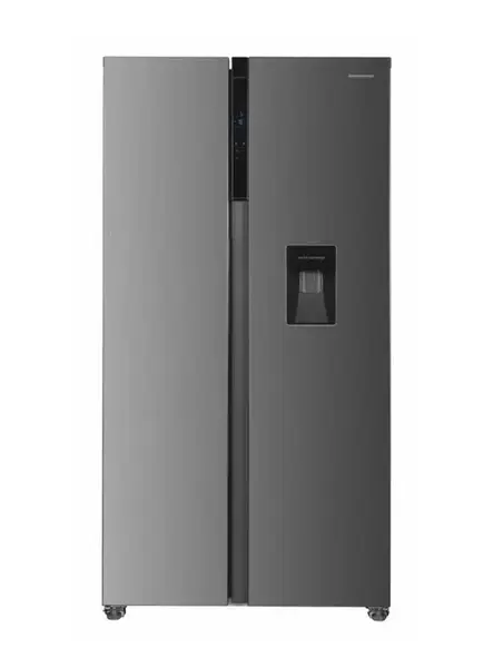 Side By Side HEINNER HSBS-HM439NFINVXWDD, 439 l, Clasa D, Dozator de apa, Display LED Touch, Super congelare si racire, H 177 cm (Inox)