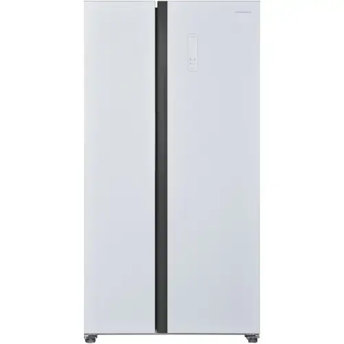 Side by side Heinner HSBS-HM532NFGWHE++, 532 l, No frost, Display LED, Clasa E, Smart, Alarma usa deschisa, H 177 cm, Sticla alba (Alb)