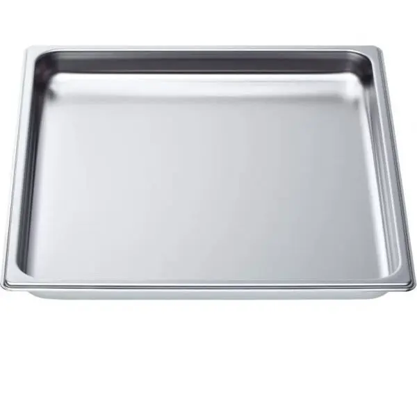 SIEMENS Tava mare neperforata SIEMENS HZ36D532 - 00664949, L35.4cm, l32.5cm, H4cm, Adancime 2.8cm, Uz 32.9x30mm, G0.62kg, AISI 304 GN2/3, Inox